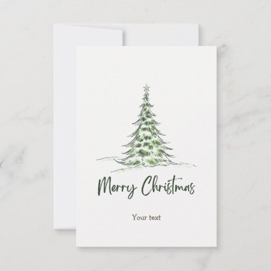 Fügen Sie Ihren Text Adable Aquarell Weihnachtsbau Dankeskarte (Vorderseite)