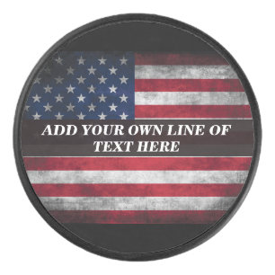 Fügen Sie Ihren Text auf der amerikanischen Flagge Eishockey Puck