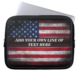 Fügen Sie Ihren Text auf der amerikanischen Flagge Laptopschutzhülle