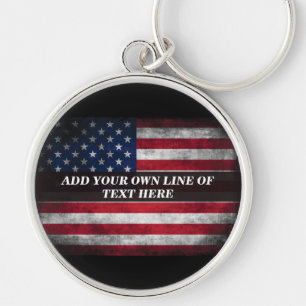 Fügen Sie Ihren Text auf der amerikanischen Flagge Schlüsselanhänger