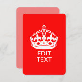 Fügen Sie Ihren Text BEHALTEN CALM CROWN auf Red C (Vorne/Hinten)