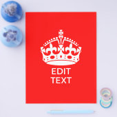 Fügen Sie Ihren Text BEHALTEN CALM CROWN auf Red C Flyer (Einzeln)