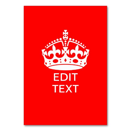 Fügen Sie Ihren Text BEHALTEN CALM CROWN auf Red C Tischnummer (Vorderseite)