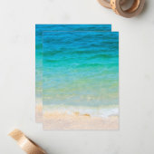 Fügen Sie Ihren Text Blue Sea Waves Beach Sand Bl Mitteilungskarte (Vorderseite/Rückseite Beispiel)