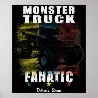 FÜGEN SIE IHREN TEXT BOYS ROOM MONSTER TRUCK HINZU POSTER