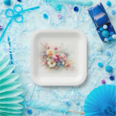 Fügen Sie Ihren Text Elegante Vorlage Wasserfarbe  Pappteller (Party)
