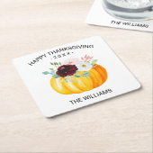 Fügen Sie Ihren Text Erntedank Floral Pumpkin Cust Rechteckiger Pappuntersetzer (angewinkelt)