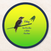 Fügen Sie Ihren Text hinzu, Kookaburra Australisch Runder Pappuntersetzer (Vorderseite)