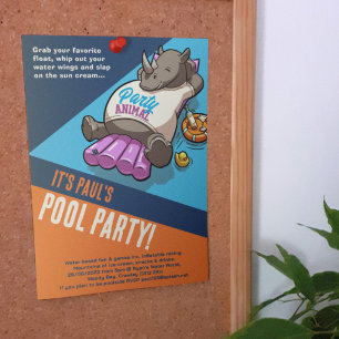 Fügen Sie Ihren Text hinzu Party Tier Nashorn Pool Einladung