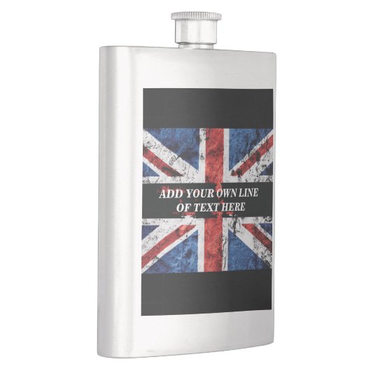 Fügen Sie Ihren Text in englischer Flagge Throw Pi Flachmann (Rechts)