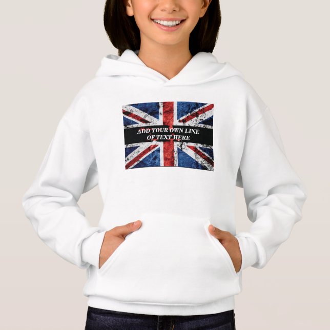 Fügen Sie Ihren Text in englischer Flagge Throw Pi Hoodie (Vorderseite)