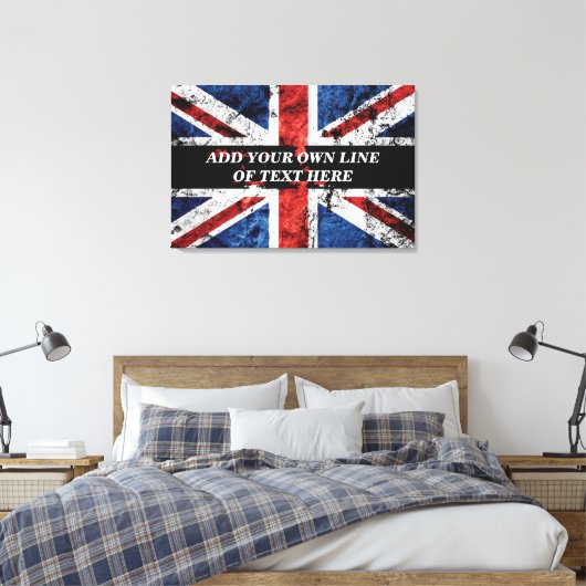 Fügen Sie Ihren Text in englischer Flagge Throw Pi Leinwanddruck (Insitu (Schlafzimmer))