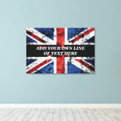 Fügen Sie Ihren Text in englischer Flagge Throw Pi Leinwanddruck (Insitu (Holzboden))