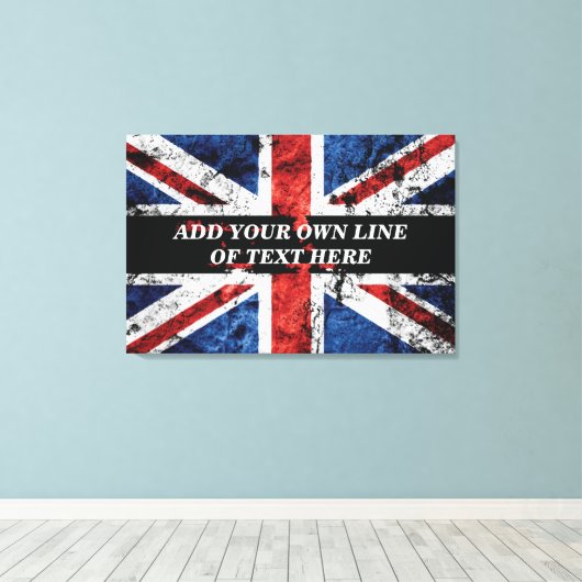 Fügen Sie Ihren Text in englischer Flagge Throw Pi Leinwanddruck (Insitu (Holzboden))
