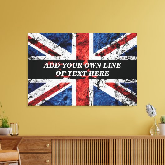 Fügen Sie Ihren Text in englischer Flagge Throw Pi Leinwanddruck (Insitu (Wohnzimmer))