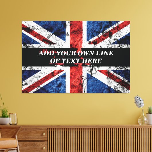 Fügen Sie Ihren Text in englischer Flagge Throw Pi Leinwanddruck (Insitu (Wohnzimmer))