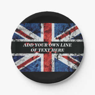 Fügen Sie Ihren Text in englischer Flagge Throw Pi Pappteller