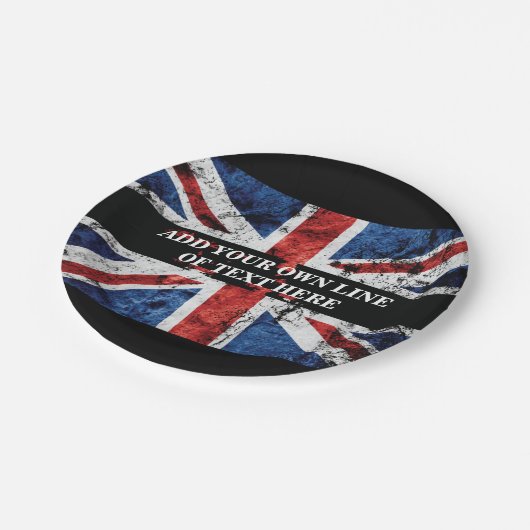 Fügen Sie Ihren Text in englischer Flagge Throw Pi Pappteller (Schrägansicht)