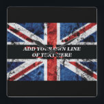 Fügen Sie Ihren Text in englischer Flagge Throw Pi Quadratische Wanduhr<br><div class="desc">Fügen Sie Ihren Text unter englischer Flagge hinzu</div>