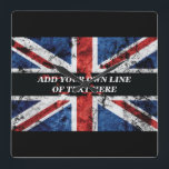 Fügen Sie Ihren Text in englischer Flagge Throw Pi Quadratische Wanduhr<br><div class="desc">Fügen Sie Ihren Text unter englischer Flagge hinzu</div>