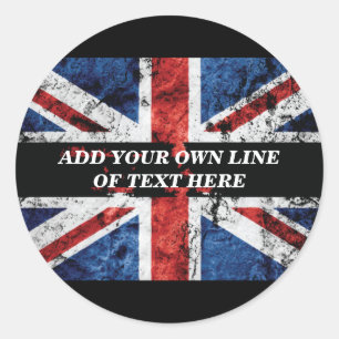 Fügen Sie Ihren Text in englischer Flagge Throw Pi Runder Aufkleber