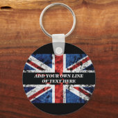 Fügen Sie Ihren Text in englischer Flagge Throw Pi Schlüsselanhänger (Vorderseite)