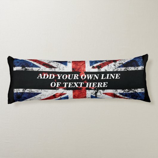 Fügen Sie Ihren Text in englischer Flagge Throw Pi Seitenschläferkissen (Rückseite)