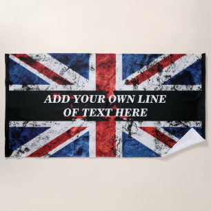Fügen Sie Ihren Text in englischer Flagge Throw Pi Strandtuch