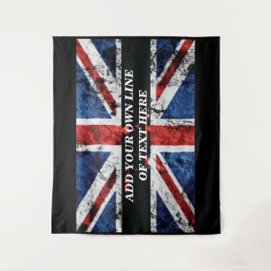 Fügen Sie Ihren Text in englischer Flagge Throw Pi Wandteppich