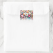 Fügen Sie Ihren Text Leer Vorlage Wasserfarbe Blum Quadratischer Aufkleber (Tasche)