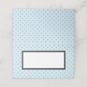 Fügen Sie Ihren Text Moderne Blue Black Polka Dot  Platzkarte (Außenseite Aufgefaltet)