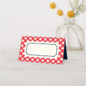 Fügen Sie Ihren Text Red Gingham mit Blue Border h Platzkarte (Vorderseite)