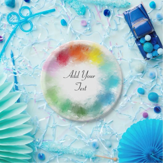 Fügen Sie Ihren Text rosa orange gelb grün blau Pappteller (Party)