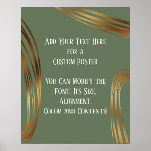 Fügen Sie Ihren Text Scribblbled Gold Ovals Olive  Poster