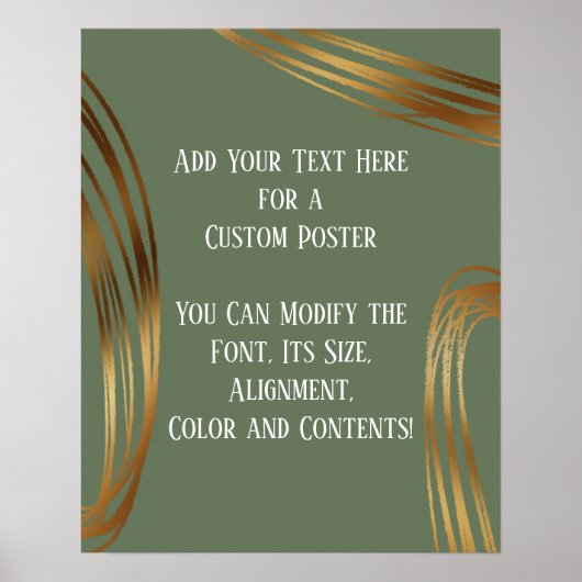 Fügen Sie Ihren Text Scribblbled Gold Ovals Olive Poster (Vorne)