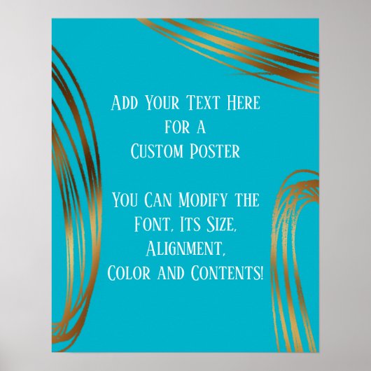 Fügen Sie Ihren Text Scribbled Gold Ovals Scuba Bl Poster (Vorne)