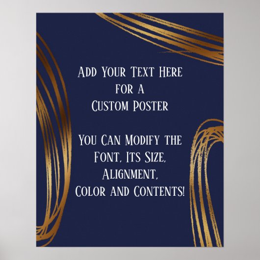 Fügen Sie Ihren Text Scribbler Gold Ovals Navy Bla Poster (Vorne)