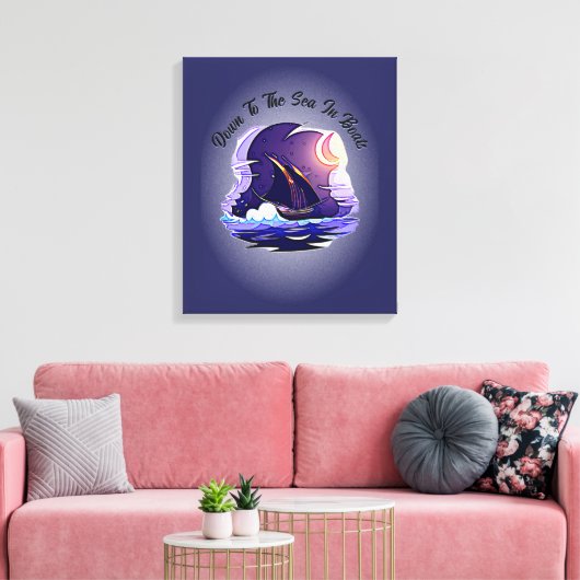 Fügen Sie Ihren Text, Segelschiff, Wolken Moon Blu Leinwanddruck (Insitu (Wohnzimmer))