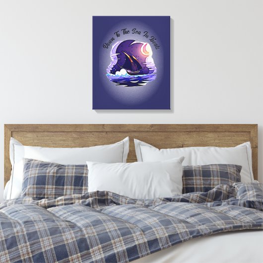 Fügen Sie Ihren Text, Segelschiff, Wolken Moon Blu Leinwanddruck (Insitu (Schlafzimmer))