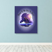 Fügen Sie Ihren Text, Segelschiff, Wolken Moon Blu Leinwanddruck (Insitu (Holzboden))