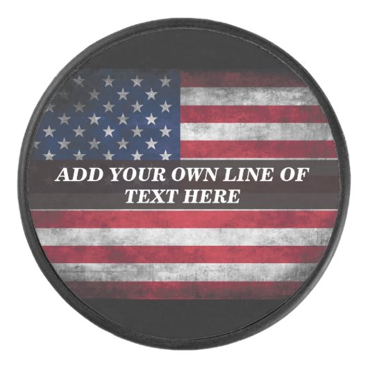 Fügen Sie Ihren Text unter amerikanischer Flagge h Eishockey Puck (Vorderseite)