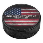 Fügen Sie Ihren Text unter amerikanischer Flagge h Eishockey Puck (3/4)