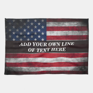 Fügen Sie Ihren Text unter amerikanischer Flagge h Geschirrtuch