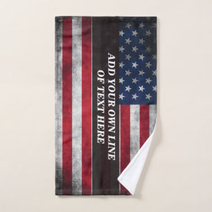 Fügen Sie Ihren Text unter amerikanischer Flagge h Handtuch