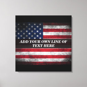 Fügen Sie Ihren Text unter amerikanischer Flagge h Leinwanddruck