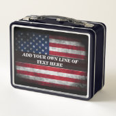 Fügen Sie Ihren Text unter amerikanischer Flagge h Metall Brotdose (Rückseite)