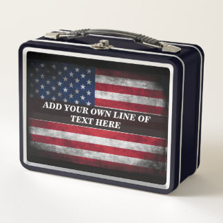 Fügen Sie Ihren Text unter amerikanischer Flagge h Metall Brotdose