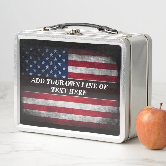Fügen Sie Ihren Text unter amerikanischer Flagge h Metall Brotdose (Beispiel)