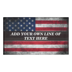 Fügen Sie Ihren Text unter amerikanischer Flagge h Namenschild