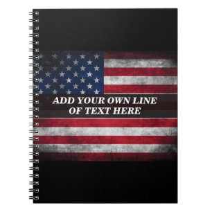 Fügen Sie Ihren Text unter amerikanischer Flagge h Notizblock